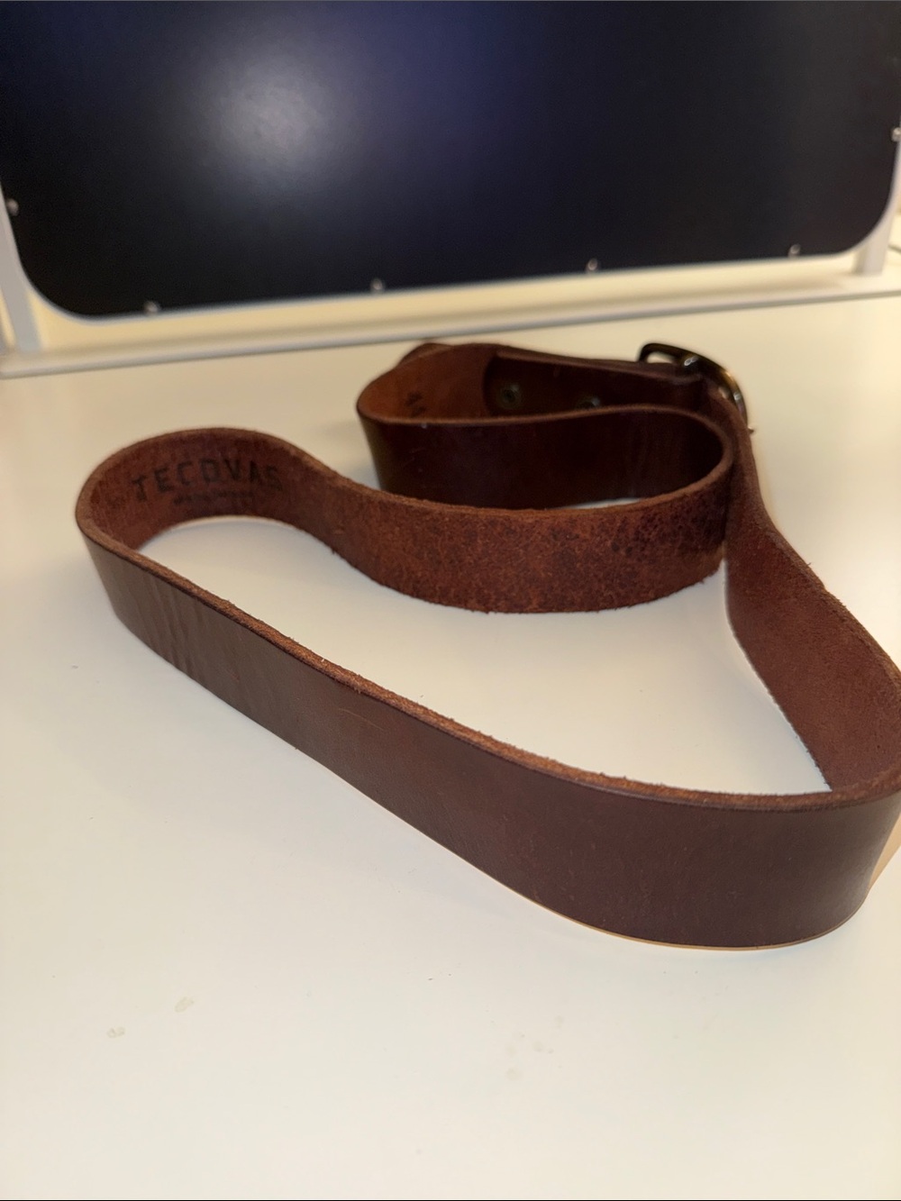 NWOT Tecovas Dark Brown Leather Men's Belt with Metal Buckle